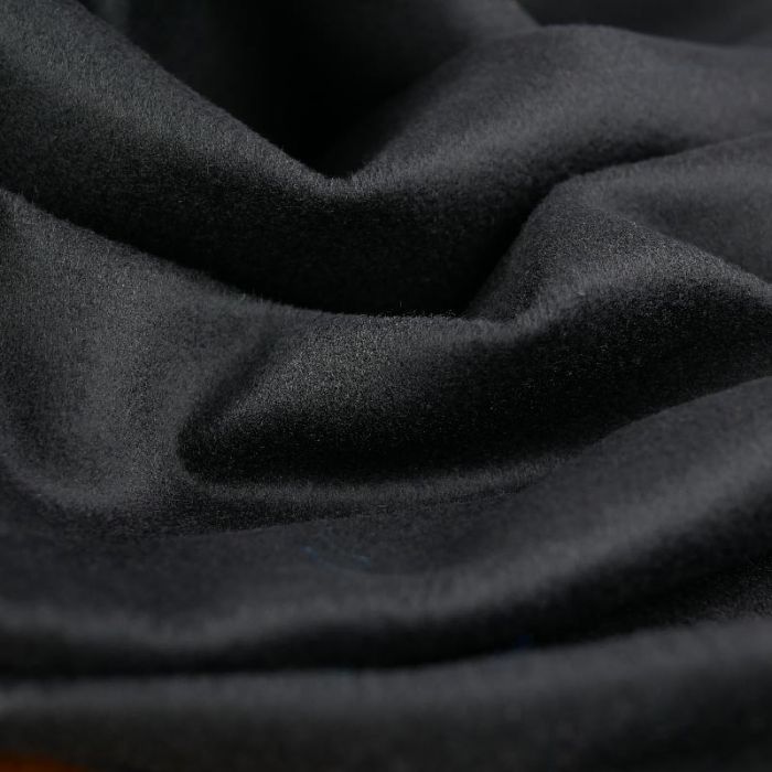Tissu drap de laine cachemire haute couture- noir x 10 cm