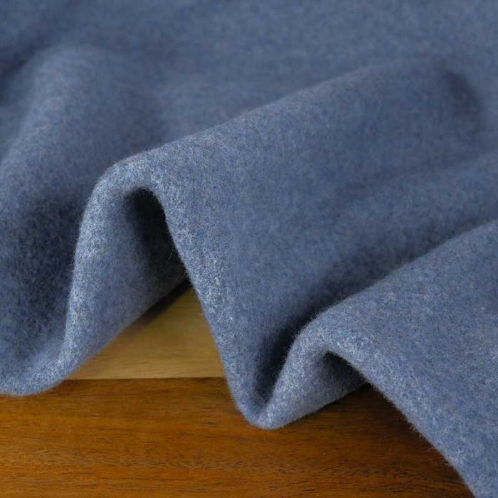 Tissu polaire molleton coton bio - bleu denim x 10 cm
