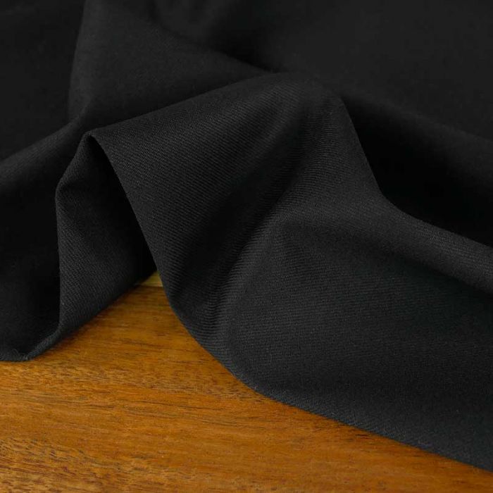 Tissu twill polyviscose stretch uni - noir x 10 cm