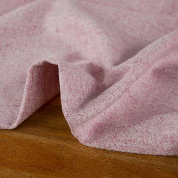 Tissu drap de laine recyclée chiné haute couture - rose x 10 cm