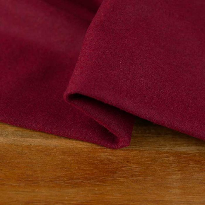 Tissu drap de laine recyclée uni haute couture - rouge foncé x 10 cm