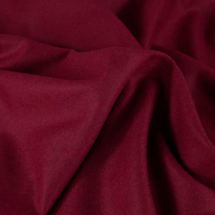 Tissu drap de laine recyclée uni haute couture - rouge foncé x 10 cm