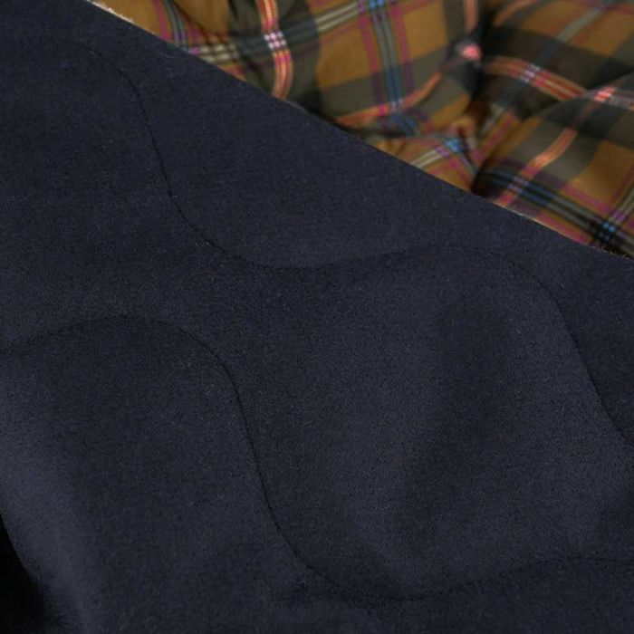 Tissu matelassé doudoune laine réversible - bleu marine x 10 cm
