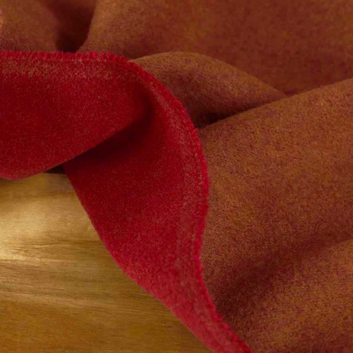 Tissu laine et cachemire haute couture - rouge et orange x 10 cm