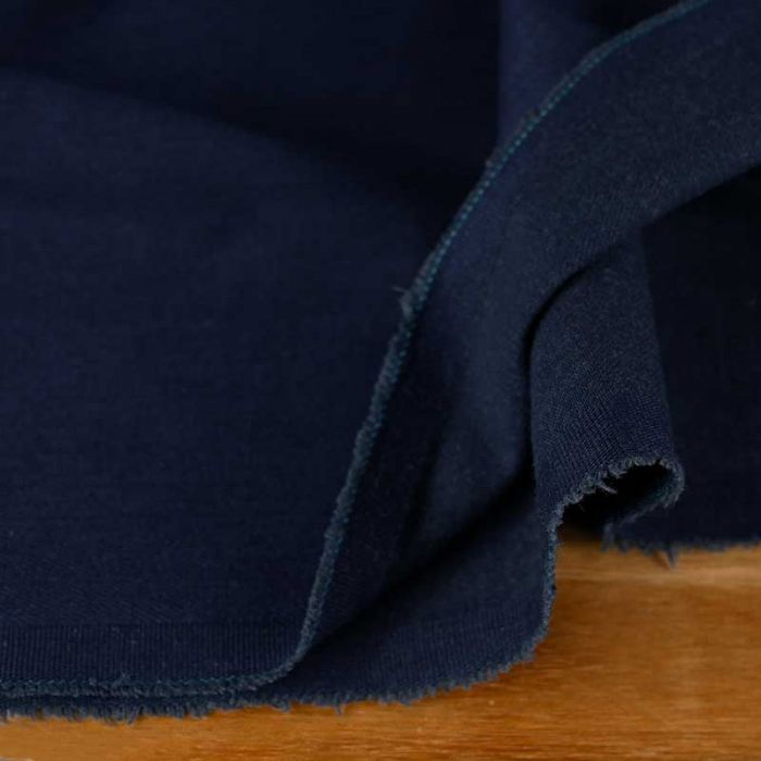 Tissu jean denim stretch haute couture - bleu nuit x 10 cm
