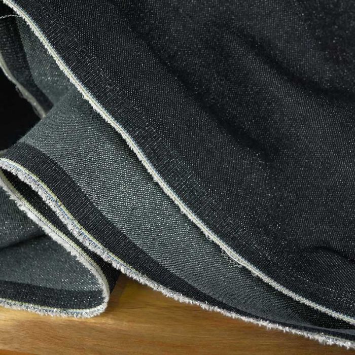 Tissu jean denim pailleté haute couture - gris foncé x 10 cm