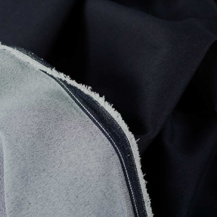 Tissu denim stretch haute couture - bleu noir x 10 cm