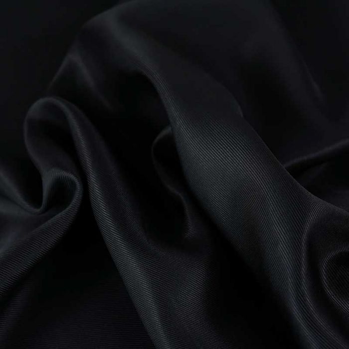 Tissu twill de soie uni haute couture - noir x 10 cm
