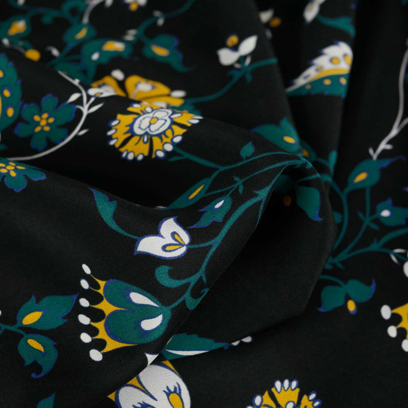 Tissu Georgette De Soie Lycra Noir Haute Couture - Largeur 138 Cm, Pour Ameublement