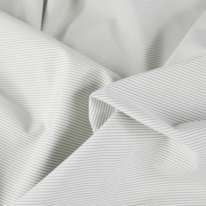 Tissu coton stretch rayures grises haute couture - blanc x 10 cm