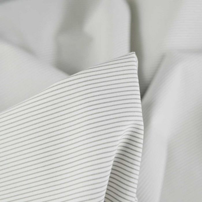 Tissu coton stretch rayures grises haute couture - blanc x 10 cm