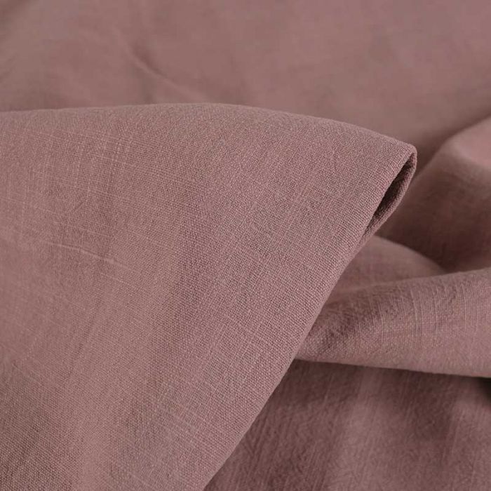 Tissu lin lavé uni - vieux rose x 10 cm