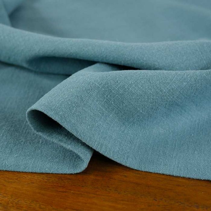 Tissu lin lavé uni - bleu gris x 10 cm