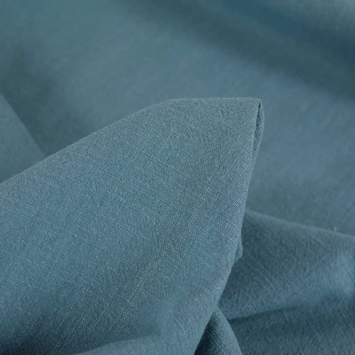 Tissu lin lavé uni - bleu gris x 10 cm