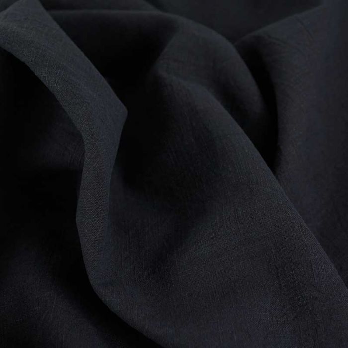 Tissu lin lavé uni - bleu foncé x 10 cm