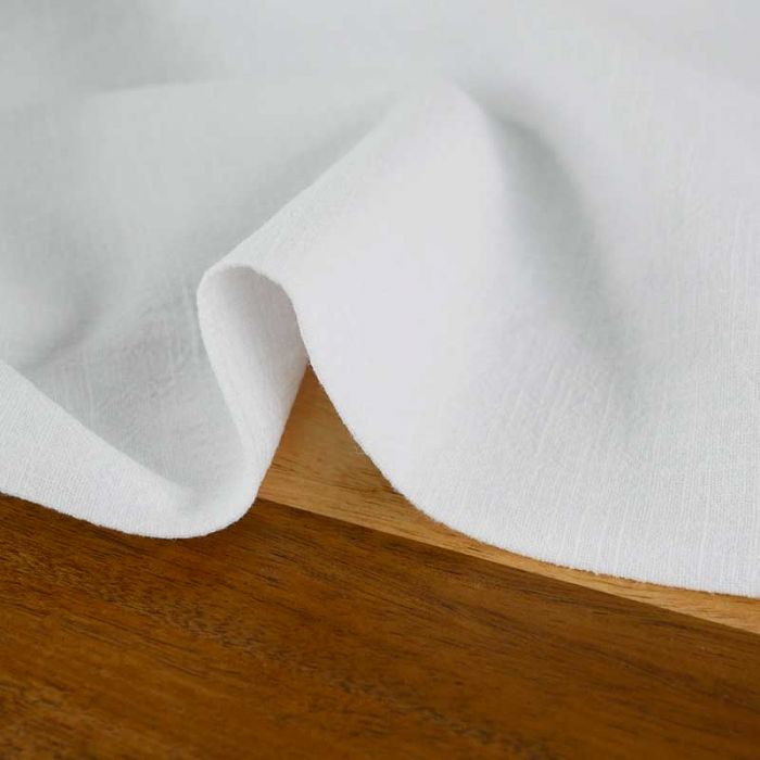 Tissu lin lavé uni - blanc x 10 cm