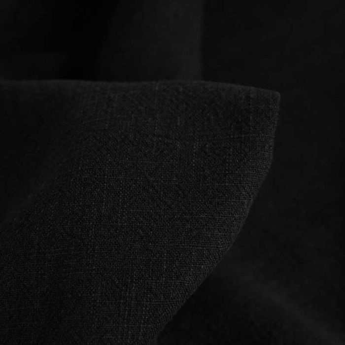Tissu lin lavé uni - noir x 10 cm