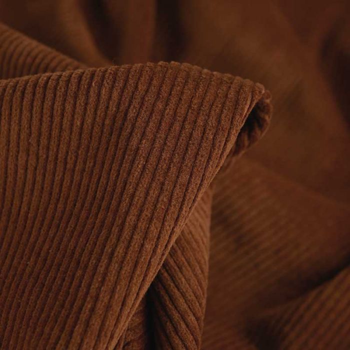 Tissu velours stretch côtelé - caramel x 10 cm