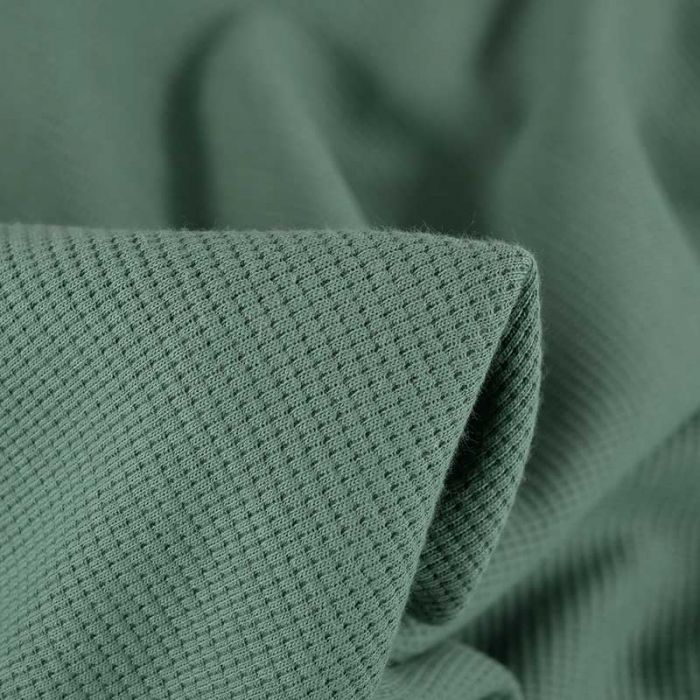 Tissu jersey coton gaufré - vert sauge x 10 cm