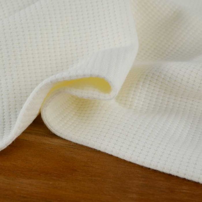 Tissu jersey coton gaufré - écru x 10 cm