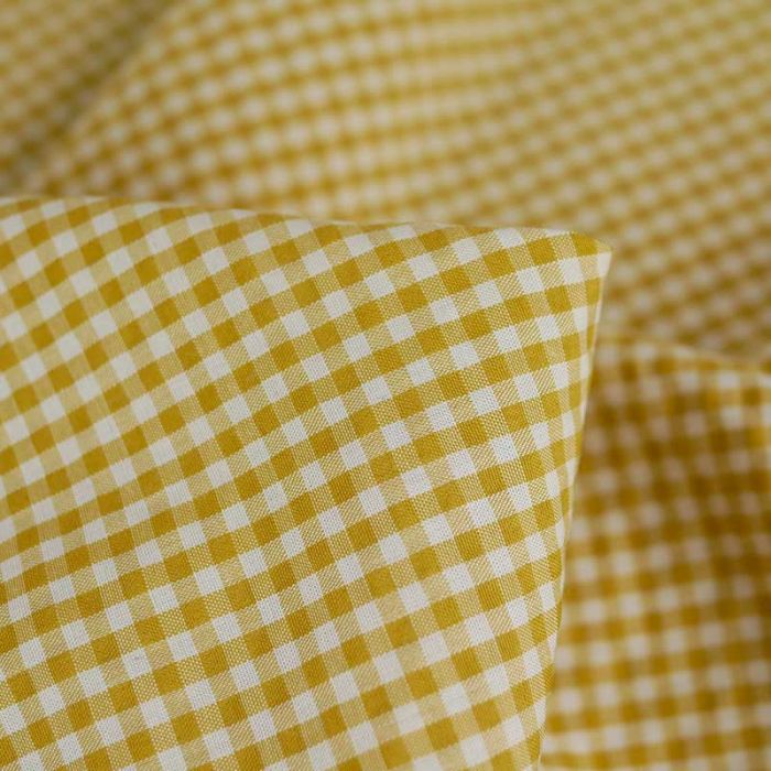 Tissu seersucker vichy oeko-tex - jaune miel x 10cm