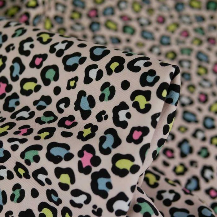 Tissu jersey fin léopard pastel - rose clair x 10cm