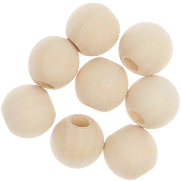 Perles de macramé en bois nature 25 mm - Rico Design x 8