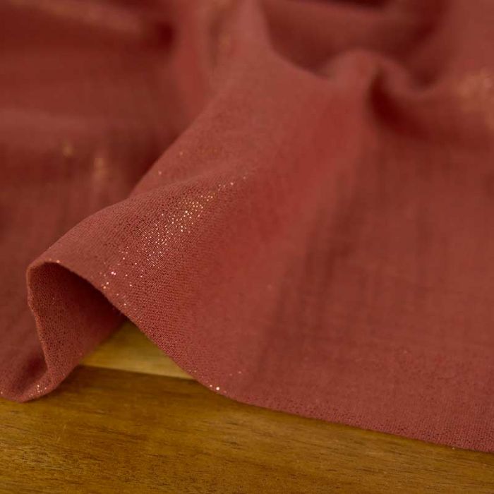 Tissu double gaze pailletée - rouille x 10 cm