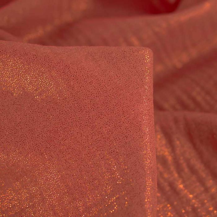 Tissu double gaze pailletée - orange x 10 cm