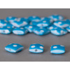 Perle plate carrée turquoise à pois x1