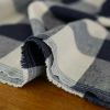 Tissu lin viscose grands carreaux - bleu foncé x 10 cm