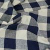 Tissu lin viscose grands carreaux - bleu foncé x 10 cm
