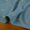 Tissu jersey fin coeurs pailletés chiné - bleu x 10 cm