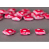 Perle plate carrée rouge à pois x1
