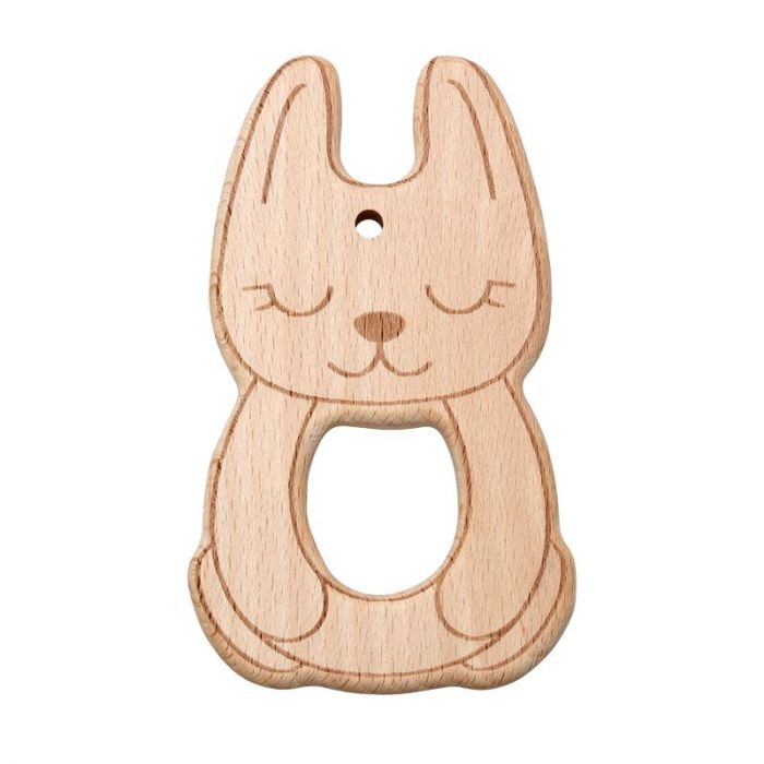 Anneau de dentition bébé en bois - lapin x 1