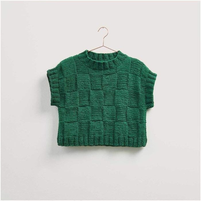 Kit tricot pull damier sans manches - Rico design