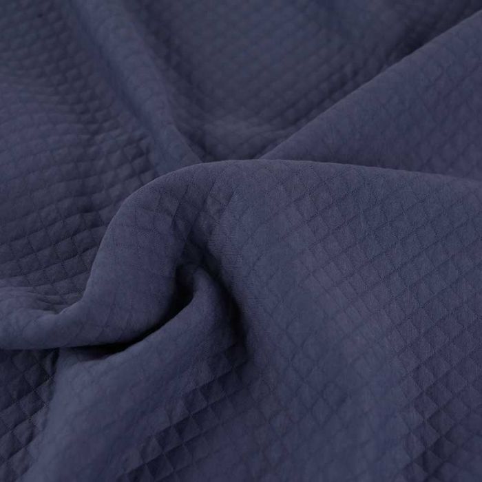Jersey matelassé coton - bleu jean x 10 cm