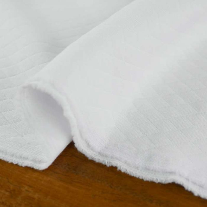 Jersey matelassé coton - blanc x 10 cm