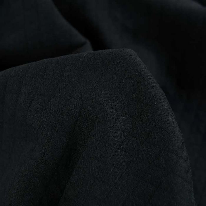 Jersey matelassé coton - noir x 10 cm
