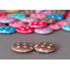 Perle pastille marron ronde à pois x1