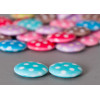Perle pastille bleue ronde à pois x1