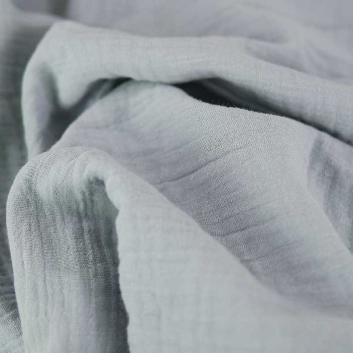 Tissu double gaze - gris clair x 10 cm