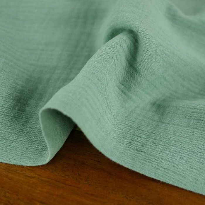 Tissu double gaze - vert coton x 10 cm