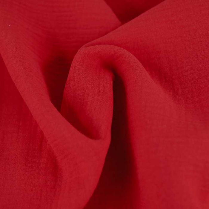 Tissu double gaze - rouge x 10 cm