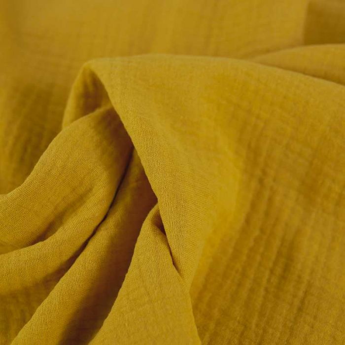 Tissu double gaze - moutarde x 10 cm