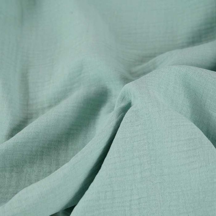 Tissu double gaze - vert de gris x 10 cm