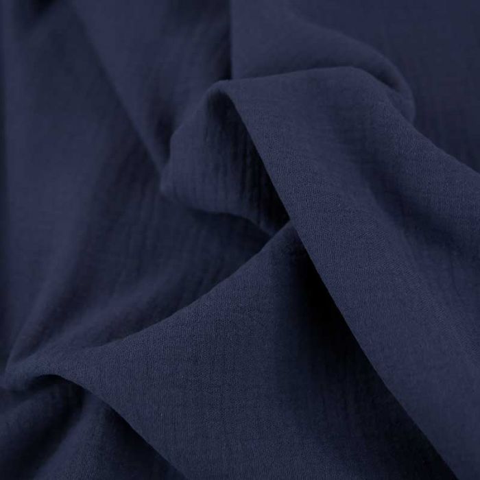 Tissu double gaze - bleu cobalt x 10 cm