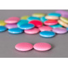 Perle pastille rose ronde à petits pois x1