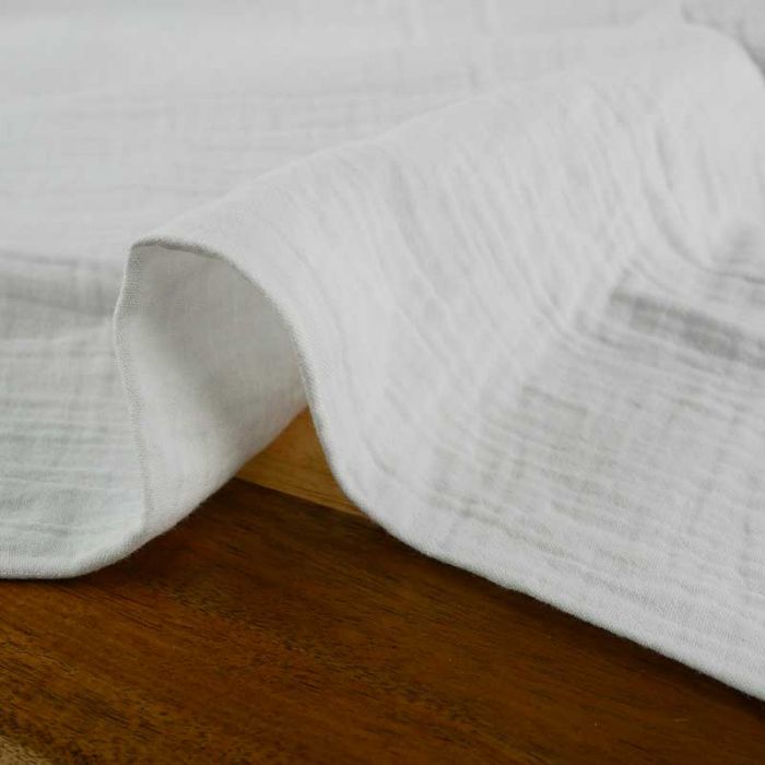 Tissu double gaze grande largeur - blanc x 10cm