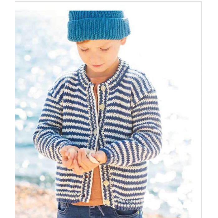 Kit tricot gilet à rayures en coton - Rico design